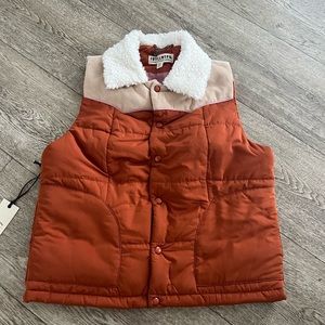 Idyllwind Rust Orange & Cream Puffer Vest with Sherpa Collar